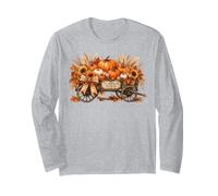 Zucca Patch Wagon con Girasoli e Fiori Raccolti Maglia a Manica