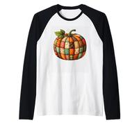 Zucca Patchwork con Vibrazioni Autunnali rustiche Maglia con Maniche Raglan