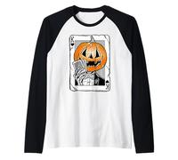 Zucca Re di Cuori Jack-o-Lantern Poker Face Maglia con Maniche Raglan