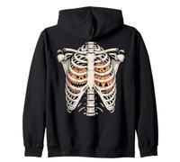 Zucca Rib Cage Scheletro Halloween X-Ray Anatomia Infermiera Felpa con Cappuccio