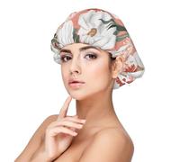 Zucca Ringraziamento Dalia Rosa Fiore Autunno,Cuffia da notte in raso per adulti - Cuffia da notte elastica per donna, copricapelli per la notte