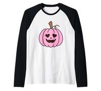 Zucca Rosa Amore Halloween Cuori Gioia Maglia con Maniche Raglan