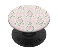 Zucca rosa autunnale e fiocco Halloween modello zucca rosa PopSockets PopGrip Adesivo