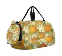 Zucca Stained Glass Art Vintage Estetica Autunno Piccola Borsa da Palestra con Scomparto per Scarpe Multifunzionale Pernottamento Weekender Borsa da Viaggio per Pratica Scuola, Sport, Viaggi