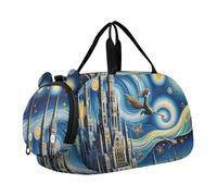 Zucca Strega Nera Gatto Ragazzi Carry on Duffel Toddler Weekender Borse Da Viaggio Duffle Borse Ragazze Tote Bagagli Bambini Sport, Castello stellato della notte 2, classico