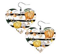 Zucche arancioni autunnali Orecchini in pelle a forma di cuore Orecchini pendenti semplici da donna per lei