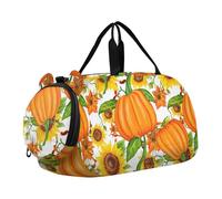 Zucche arancioni Girasoli gialli Carry on Duffel per ragazzi Pernottamento Weekender Duffel Ragazze Tote Duffle Bags Viaggio con scomparto per scarpe, Zucche arancioni Girasoli gialli, classico