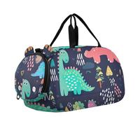 Zucche arancioni Girasoli gialli Carry on Duffel per ragazzi Pernottamento Weekender Duffel Ragazze Tote Duffle Bags Viaggio con scomparto per scarpe, Simpatici dinosauri colorati, classico