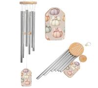 Zucche colorate pastello con fiocchi campanelli a vento commemorativo tono profondo scacciapensieri con 6 tubi in alluminio decorazione da giardino esterno cortile