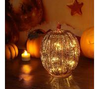 Zucche con luce LED Twinkle, 2025 nuove zucche notturne stellate, zucche di vetro illuminate con timer scintillanti, decorazioni autunnali di Halloween per la casa, decorazioni a zucca illuminate con