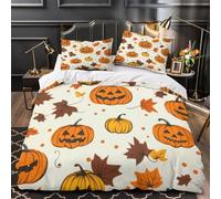 Zucche di Halloween copripiumino Set di Biancheria da Letto 3 Pezzi morbida stampa di 3D con cerniera con federa Giorno dei Morti Set Di Copripiumino for bambini e adulti Double（200x200cm）