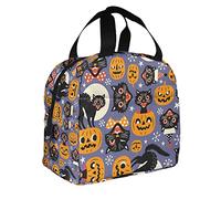 Zucche di Halloween Men Lunch Box Vintage Spooky Cats Moon Big Lunch Bag per uomini Donne Ragazze Bambini Picnic all'aperto Lavoro scolastico