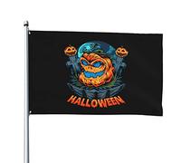 Zucche di Halloween nella notte di Halloween tra le tombe Bandiere 4x6 FT Banner per esterni per esterni Bandiera di lunga durata in poliestere con 2 occhielli in ottone Decorazioni per prato da patio
