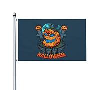 Zucche di Halloween nella notte di Halloween tra le tombe Bandiere per esterni 3x5 Bandiera bifacciale Banner per esterni con 2 occhielli in ottone Bandiera Casa Decorazione da giardino Bandiere