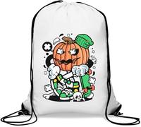 Zucche di Halloween Skater Happy Halloween Skull Gym Sack Casual Drawstring Bag Bianco