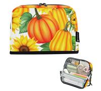 Zucche Girasoli Foglie Verdi Grande Astuccio Con Cerniera Matite Sacchetto di Matita Borse di Stoccaggio Della Matita Sacchetto Della Matita Classroom Ragazzi Kawaii Preppy