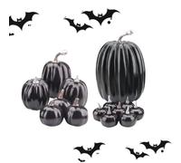 Zucche in schiuma 14 pezzi nero schiuma realistica decorativo | Centrotavola da tavolo con zucca di Halloween per il giorno del Ringraziamento, festa del raccolto, banchetto, fattoria
