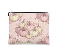 Zucche in tela con cerniera, fantasioso rustico foglia stella autunno pesca portatile con cerniera borsa per il trucco per le donne per viaggi, bagno, beauty case e borsa portaoggetti, Rosa, 7x9 Inch