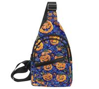 Zucche luminose su sfondo bianco Sling Zaino Crossbody Bag Convertibile, Piccola borsa per pannolini Escursionismo Zaini, Multicolore 19, 11.8x7x1.5in/30x18x4cm