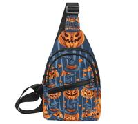 Zucche luminose su sfondo bianco Sling Zaino Crossbody Bag Convertibile, Piccola borsa per pannolini Escursionismo Zaini, Multicolore 14., 11.8x7x1.5in/30x18x4cm