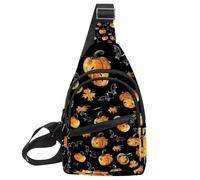 Zucche luminose su sfondo bianco Sling Zaino Crossbody Bag Convertibile, Piccola borsa per pannolini Escursionismo Zaini, Multicolore 20, 11.8x7x1.5in/30x18x4cm