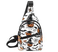 Zucche luminose su sfondo bianco Sling Zaino Crossbody Bag Convertibile, Piccola borsa per pannolini Escursionismo Zaini, Multicolore 17, 11.8x7x1.5in/30x18x4cm