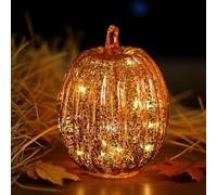 Zucche notturne stellate con luci a LED scintillanti, decorazione per Halloween con timer, decorazione per Halloween, decorazione per casa, camera da letto, corridoio, tavolo del Ringraziamento, A-oro