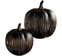 Zucche notturne stellate, zucche con luce scintillante, zucche a LED illuminate scintillanti, per interni, decorazione autunnale di Halloween, set di 2 luci notturne a forma di zucca (nero-S + L)