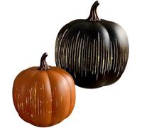 Zucche notturne stellate, zucche con luce scintillante, zucche illuminate a LED scintillanti, per interni, decorazione autunnale di Halloween, set di 2 luci notturne a forma di zucca (arancione-S +