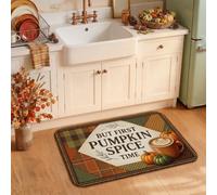 Zucche Spice Fall Quote Autunno Cucina Tappeti 50 x 78 cm | Motivo patchwork, tappetini da cucina per pavimento, decorazione per la cucina della fattoria, tema raccolto