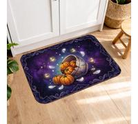Zucche tappetini da cucina per pavimento, fantasiosi motivi di candele stagionali stelle Halloween viola lavabili comfort tappeti da cucina per lavanderia ingresso bagno 50 x 79 cm