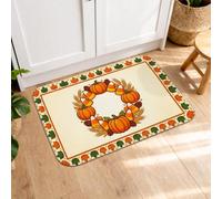 Zucche tappetini da cucina per pavimento, stagionali tradizionali Candy Corn Wreath autunno arancione morbido lavabile tappetino imbottito per lavanderia lavanderia bagno vanità 50 x 79 cm