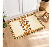 Zucche Tappetini da cucina per pavimento, stagionali tradizionali Candy Corn Wreath Fall Orange Comfort Lavabile Cucina Tappeti per Lavanderia Lavanderia Bagno Corridoio 40,6 x 61 cm