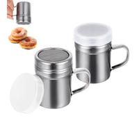 Zuccheriera a velo, 2 pezzi spandicuccheriere in argento, accessori barista per zucchero a velo, cacao in acciaio inox, spargicacao per cappuccino e farina con coperchio