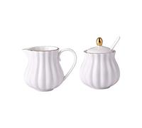 Zuccheriera Ciotole di zucchero ceramica e zucchero di latte combinazione utensili da caffè domestico accessori zucchero con ciotola con coperchio pungente alla bocca brocca zucchero ciotola(Wit)