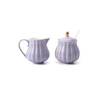 Zuccheriera Ciotole di zucchero ceramica e zucchero di latte combinazione utensili da caffè domestico accessori zucchero con ciotola con coperchio pungente alla bocca brocca zucchero ciotola(Purple)