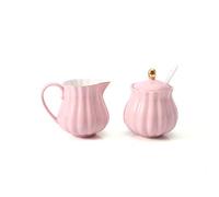 Zuccheriera Ciotole di zucchero ceramica e zucchero di latte combinazione utensili da caffè domestico accessori zucchero con ciotola con coperchio pungente alla bocca brocca zucchero ciotola(Pink)