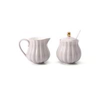 Zuccheriera Ciotole di zucchero ceramica e zucchero di latte combinazione utensili da caffè domestico accessori zucchero con ciotola con coperchio pungente alla bocca brocca zucchero ciotola(Beige)