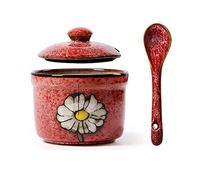 Zuccheriera con Coperchio e Cucchiaio, Barattolo for la conservazione dello zucchero, for le spezie, Contenitore for lo, for condimenti, Sale for - Rosso Vaso da 160 ml(Red)
