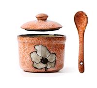 Zuccheriera con Coperchio e Cucchiaio, Barattolo for la conservazione dello zucchero, for le spezie, Contenitore for lo, for condimenti, Sale for - Rosso Vaso da 160 ml(Oranje)