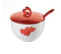 Guzzini Zuccheriera con Cucchiaino Love, Rosso Chiaro, 12.6 x 12.6 x h9.8 cm