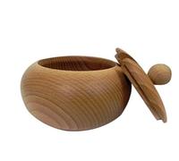 Zuccheriera grande in legno con coperchio, diametro 12,7 cm, 12 cm + cucchiaio piccolo in legno