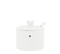 Zuccheriera HEART Bianca Con Cuore Nero D. 11Cm Ceramica Bastion Collections