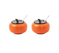 Zuccheriera in ceramica, 220ml(7.8oz) tomato Shape Sugar Storage Jar,For Coffee Bar, Restaurant, Home(2 Set of)