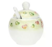 THUN - Zuccheriera con cucchiaino - porcelllana - Collezione Cuori in Fiore - 13 x 6 cm