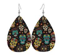 Zucchero e teschi orecchini in pelle per le donne pendenti, piercing orecchini a goccia gioielli leggeri regali per donne ragazze