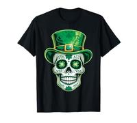 Zucchero Skull St Patrick Day of Dead Lucky Shamrock Clover Maglietta