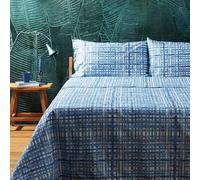 Zucchi Completo lenzuola matrimoniale in percalle di cotone 100% art. Belem col. blu