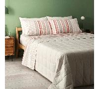 ZUCCHI COMPLETO LETTO LENZUOLA COTONE BASICS DOPPIA FEDERA DUE PIAZZE MATRIMONIALE SOPRA + SOTTO + 4 FEDERE CM 240X280 (SINGOLO, ROSSO)