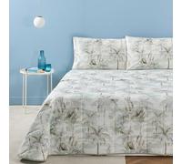 Zucchi Completo Letto Lenzuola Letto Matrimoniale Due Piazze 100% Percalle di Puro Cotone Lenzuolo Sotto con Angoli + Lenzuolo Sopra + 2 Federe (PALM TREE)